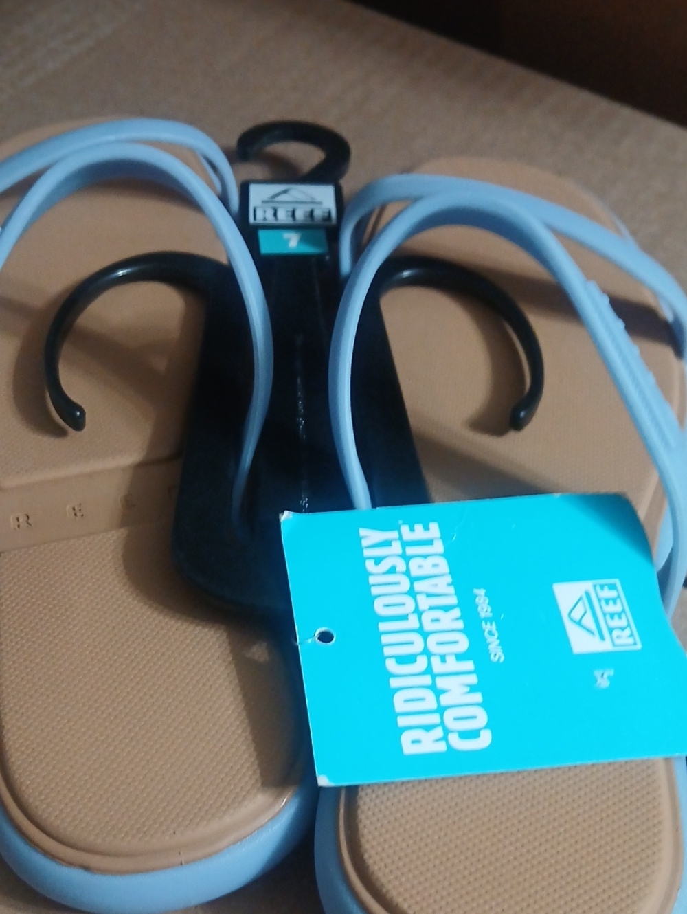 Reef Women's Light Blue and Tan Double Strap Sandals - Picture 3 of 7